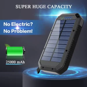 بنك الطاقة الشمسية 20000mAh مقاوم للماء مزدوج LED مع مشاعل