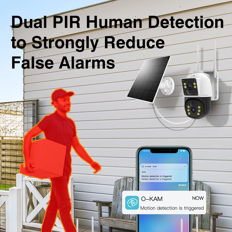 كاميرا الأمن 4G 4K 4MP دوران المسار تلقائي اللاسلكي عدسة مزدوجة لوحة طاقة شمسية مع كاشف HD واي فاي التيار المتناوب - الصورة 5